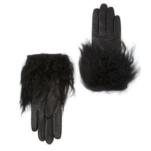 NEW UGG Women Touch Screen Compatible Genuine Shearling Fur Trim Tech Gloves